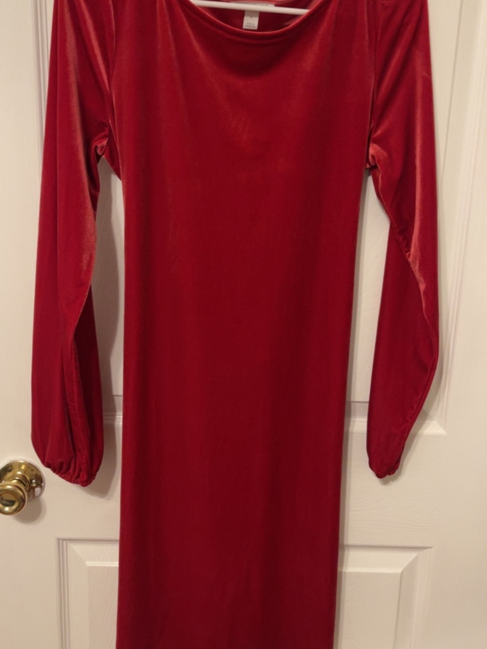 Charter Club Red Long Sleeve Velvet Midi Dress